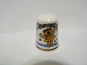 THIMBLE BIRCHCROFT CHINA GREAT BRITAIN "SISTER YOU'RE A REAL STAR" W/TEDDIES - Picture 1 of 6