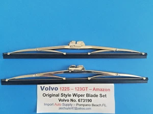 Volvo 122S 59-69 Wiper Blade Set of (2) Stainless Steel finish - B16, B18 & B20 - Bild 1 von 6