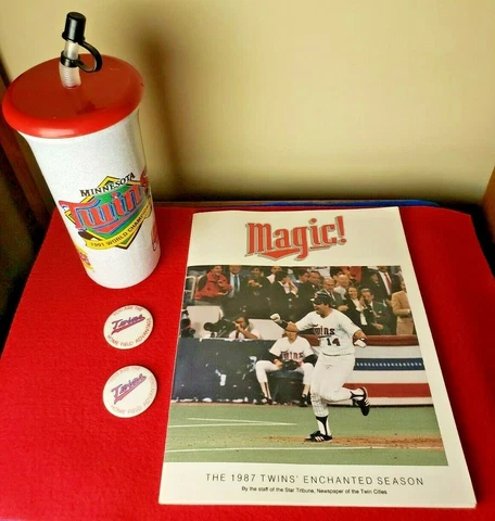 Minnesota Twins Lot = '87 MAGIC Book + '91 World Champions Cup + Vintage Magnets Cover