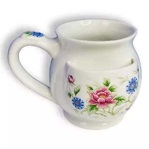 Andrea by Sadek Floral Tea Cup Mug w/ Bag Pocket Holder Japan Vintage - Picture 1 of 7