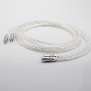 Paar OCC reines Kupfer versilbertes Kabel HiFi Audio Verbindungskabel RCA - Bild 1 von 7