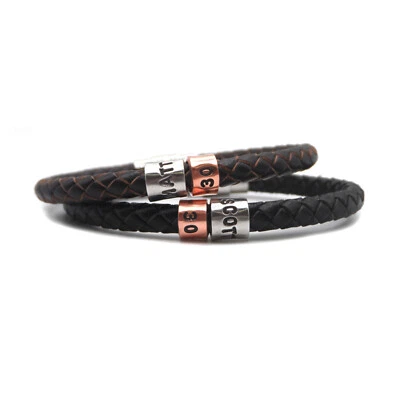 Presente de aniversário de 30 anos - Pulseira de couro personalizada - Filho irmão pai marido homens - Imagem 1 de 4