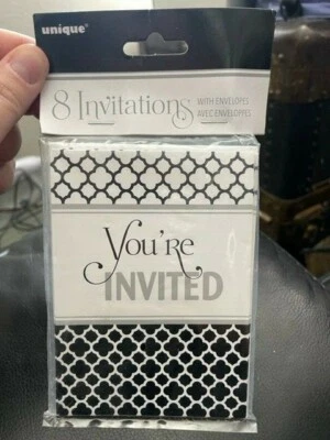 Designer Quatrefoil Graduation You're Invited Invitations With Envelopes 8ct New - Image 1 of 2