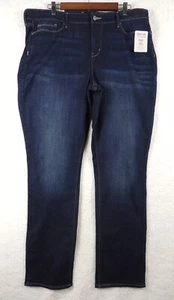 Levi Strauss Signature Women Mid Rise Straight Leg Dk Blue Denim Jeans Pants 18M - Picture 1 of 12