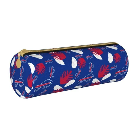 Buffalo Bills PVC Pencil Case Cylindrical Pencilcase Cosmetic Storage Bag Cover
