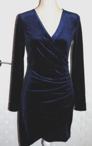SHEIN Dress Women's Blue Stretch Velvet Mini Ruched Fitted Sheath Dress S - Picture 1 of 5