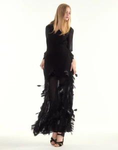 Cynthia Rowley Kleid Metallic Fransen verziert, Stil # 24F1DR10SK, Größe 6 - Bild 1 von 18