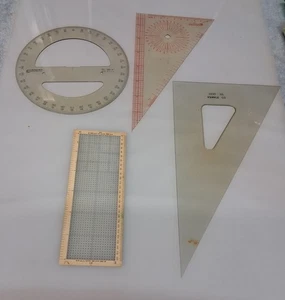 4 piece Vintage Keuffel & Esser Luxylite 12" Drafting Triangle  - Picture 1 of 1