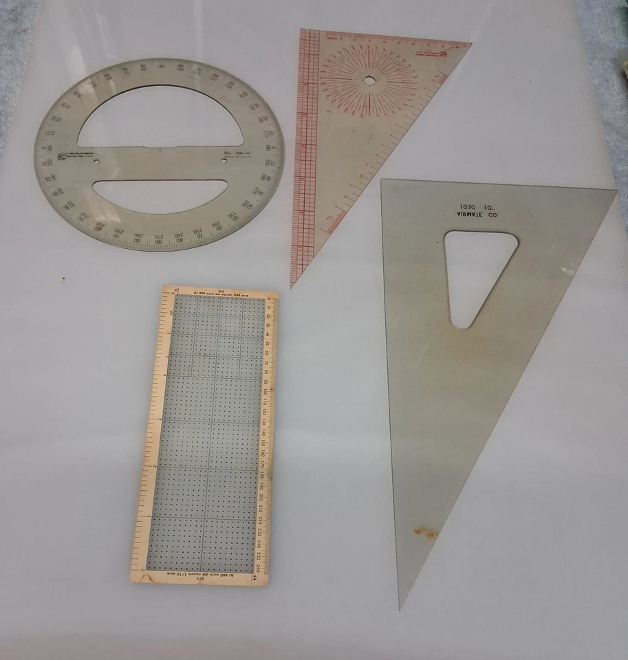 4 piece Vintage Keuffel & Esser Luxylite 12" Drafting Triangle  - Image 1 of 1