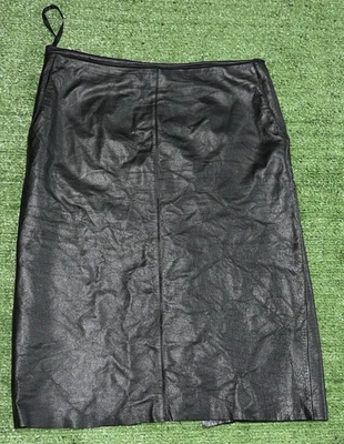 Kenneth Cole New York NY Black Leather Skirt Size 6 - Image 1 of 4