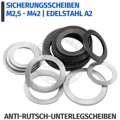 M2,5 bis M42 Sicherungsscheiben DIN 6797 Form A/B Edelstahl A2/Kohlenstoffstahl - Bild 1 von 4