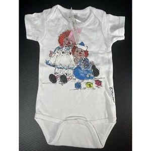 Vintage 1990er Raggedy Ann Andy handbemalter Einteiler Druckknopf Schritt Gr. 12-18 Monate NEU - Bild 1 von 10