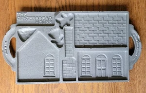 Vintage 1985 John Wright Co Cast Iron Gingerbread House Mold Double Sided - Picture 1 of 13