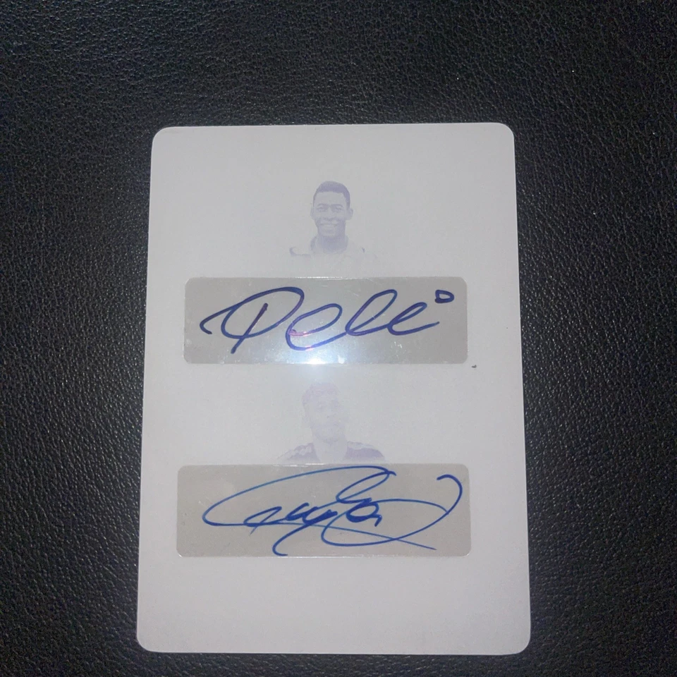 2016 Leaf Immortal Collection 1/1 Pele & Neymar Jr. Dual Autograph Cyan Plate - Image 1 of 4