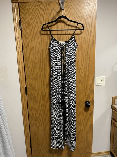 Maxi abito Michael Kors bianco e nero stampa taglia XS ACCENTI ORO