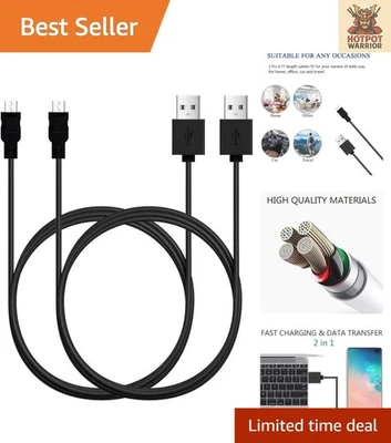 Pacote com 2 cabos de carregamento micro USB duráveis 6 pés com transferência rápida de dados para Android - Imagem 1 de 4
