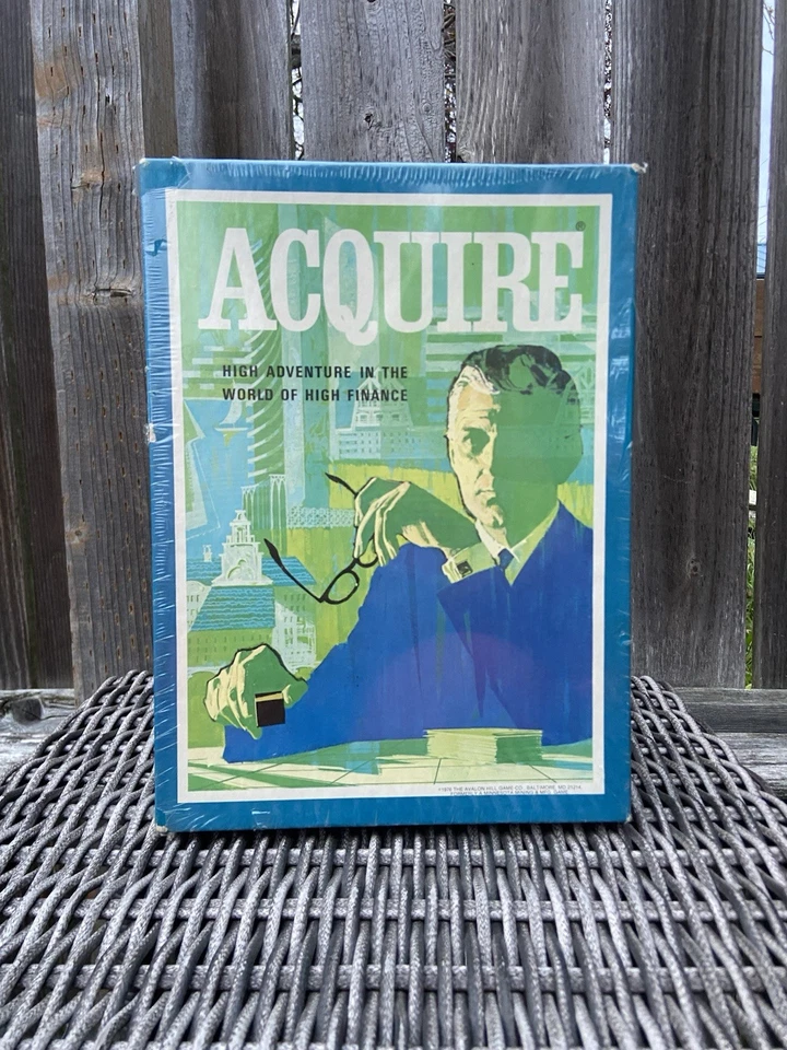 New Vintage Acquire Bookshelf Finance Board Game 1976 Edition GA-140 Sealed FLAW - Image 1 of 4