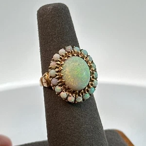 💍 Beautiful Antique 10K Yellow Gold OPAL Cocktail Ring Size 6 - Picture 1 of 8