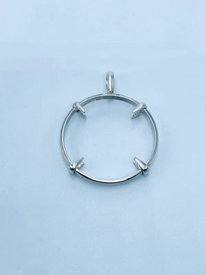 Ciondolo tondo in argento 925 con puntale lunetta vuota portamonete... - Immagine 1 di 4