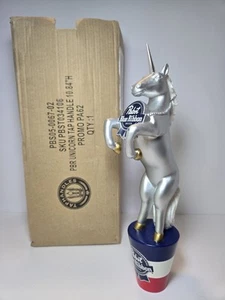 PBR PABST BLUE RIBBON BEER TAB HANDLE SILVER UNICORN 2014 HEIGHT 11" - Picture 1 of 15