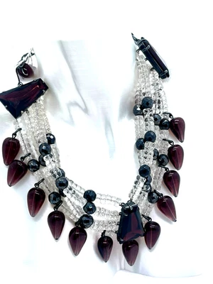 Delicious Vintage Yves St. Laurent Attr. All Glass Multi-Strand Choker Necklace - Image 1 of 4