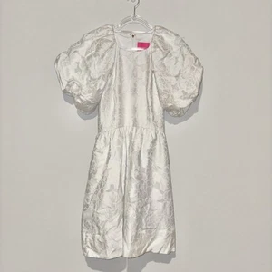 Lilly Pulitzer Silk Knoxlie Dress Organza Bloom Jacquard Resort White size 12 - Picture 1 of 7