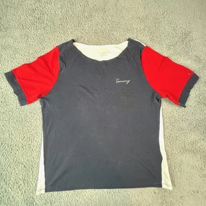 Camisa Tommy Hilfiger Para Hombres 2XL Azul Marino Rojo Blanco Bloque de Color Atlética Informal 76A7221 - Imagen 1 de 6