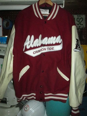 Chaqueta Universitaria ALABAMA CRIMSON TIDE De Colección Años 90 DELONG Letterman Cuero XXL EE. UU. Foto 1 de 4