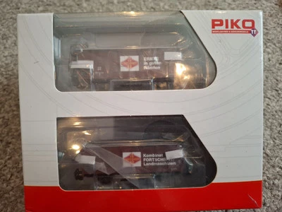 Piko 47033 2er Set Ged Guterwg G02 Forkschritt DR Ep III Wagon Set - TT - NEW - Image 1 of 4