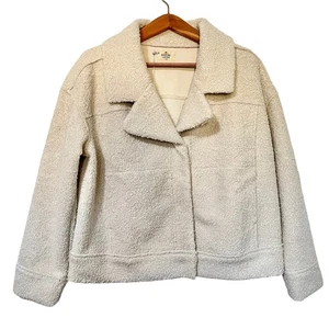 Marine Layer Womens Quebec Sherpa Moto Jacket Size L Antique White Cozy NEW - Picture 1 of 8