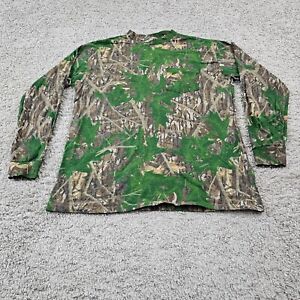 VINTAGE Mossy Oak Shirt Mens Large L Camo Shadow Leaf Long Sleeve Cotton USA