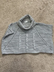 Crazy 8 Girls Gray Sweater Size 7-8 Cable Knit Cropped Cowneck Loose Sleeve - Picture 1 of 12