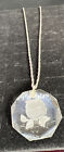 Srebrny łańcuszek ze srebra próby ze szkłem wyciętym sowa łańcuszek wisiorek wynosi 10 1/2 cala (N-LT)