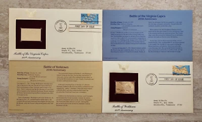 Battle of Yorktown, Virginia Capes Gold Replica Stamps 1981 Revolutionary War - Image 1 of 4