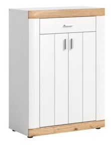Schuhschrank Kommode Garderobenschrank Flurkommode Landhaus Laredo weiß Eiche - Bild 1 von 5
