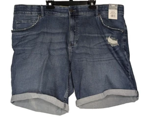 Lee Riders Indigo Women's Cuffed Jean Shorts Size 24W Avg Blue Medium Wash Nwt - Picture 1 of 10