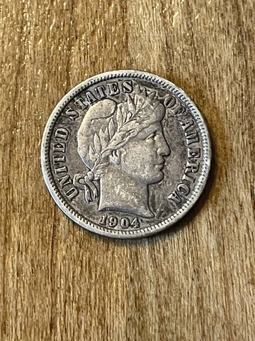 1904 Barber Dime XF Cover