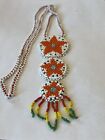 Vintage Native American Seed Bead Triple Medallion North Star Necklace Southwest