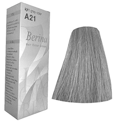 Hair Dye Berina Light Grey Silver Color A21 Professional Permanent Cream Colour - Image 1 of 4