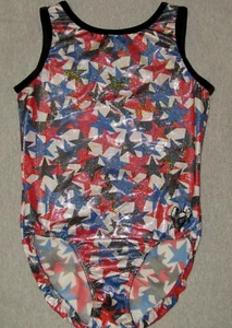 GK Leotard AXL Adult XL Carly Patterson Foil Metallic Stars - Picture 1 of 4