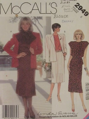 VTG 87 McCALLS LINDA EVANS 2949 Misses Jacket Top Scarf & Skirt PATTERN 8/31.5B - Image 1 of 3
