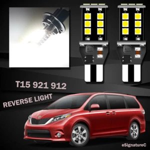 2 x Backup Reverse Light 921 T15 LED Bulb For 1998 - 2019 Toyota Sienna White - Picture 1 of 5
