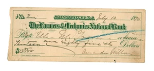 Farmers & Mechanics National Bank signed 1890 check Ella M. Grover Georgetown DC - Picture 1 of 5