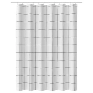 IKEA JÄMTSTARR Cortina de Ducha Blanco/Check 180x180 cm - Imagen 1 de 4