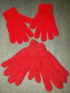 2 pair RED WINTER GLOVES 1 NEW SOLID COLOR stretch one size fits MOST soft! - Picture 1 of 1