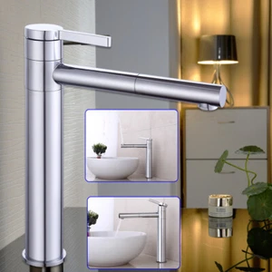 Wasserhahn Bad Hoch-Waschtischarmatur Armatur Hoher Auslauf 360° 225mm Drehbar - Bild 1 von 9