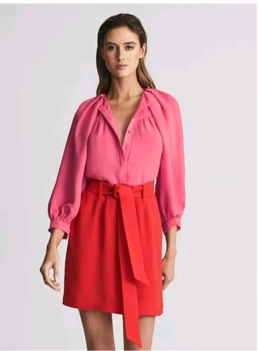 VALENTINO Abito REISS donna Valentina colore scontro rosa rosso donna taglia UK 14 PREZZO AL PUBBLICO £228