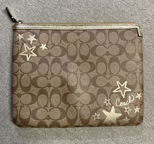 Coach C pattern Stats iPad Tablet Case Cover Sleeve Khaki with Logo