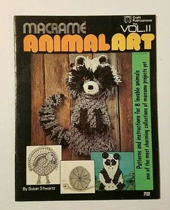 Vintage #7122 Macrame Animal Art Raccon Panda Skunk Lamb Pattern Book NOS MINT  - Picture 1 of 9