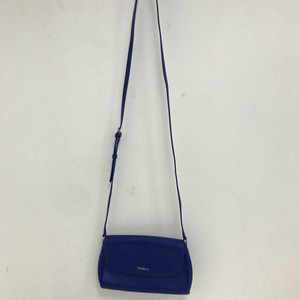 Vintage Furla Leather Crossbody Bag Royal Blue Small Flap Over Casual 031727